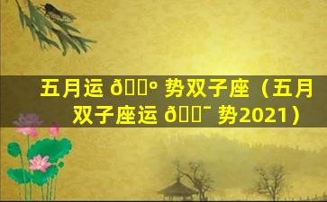 五月运 🌺 势双子座（五月双子座运 🐯 势2021）